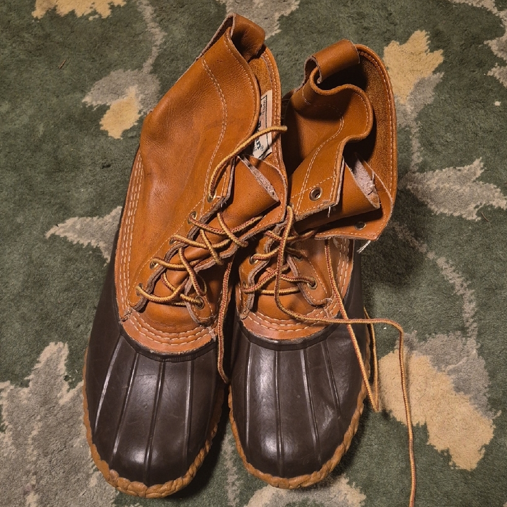 L.L. Bean Two-Tone Duck Boots in Tan & Dark Brown